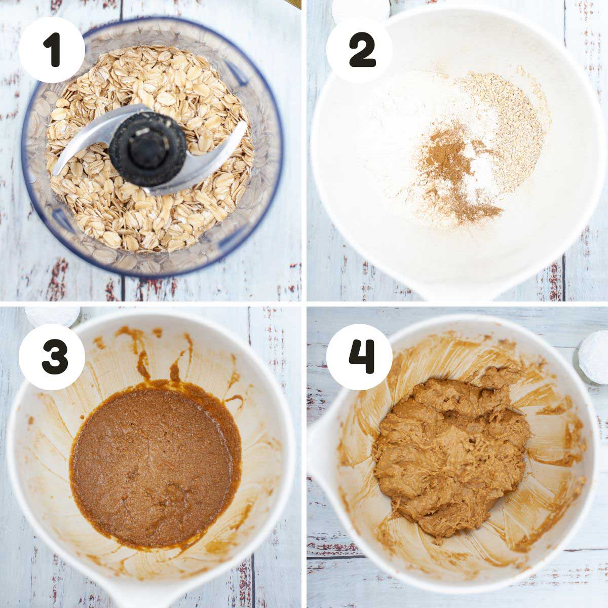 four image process making air fryer oatmeal creme pies.