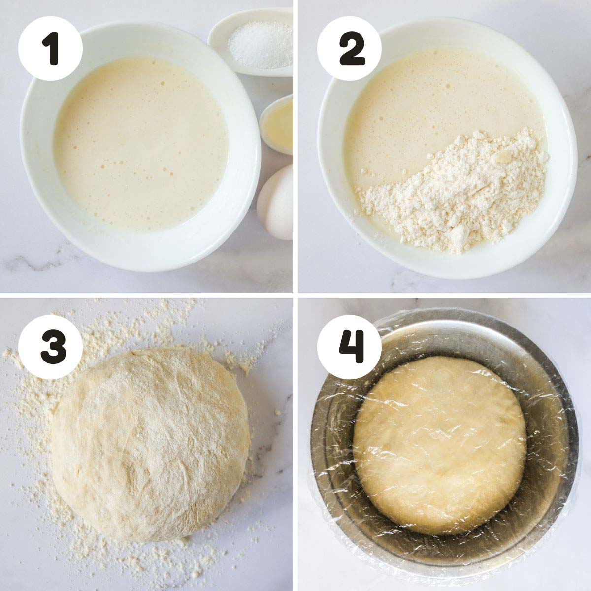 four image process making farmhouse white bread.