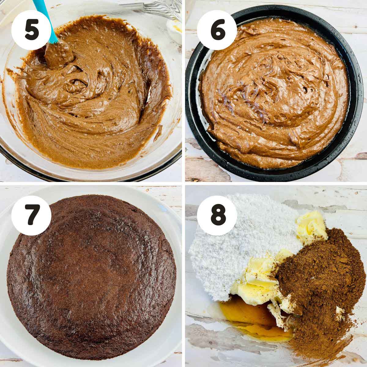 four image process making no bake chocolate cake.