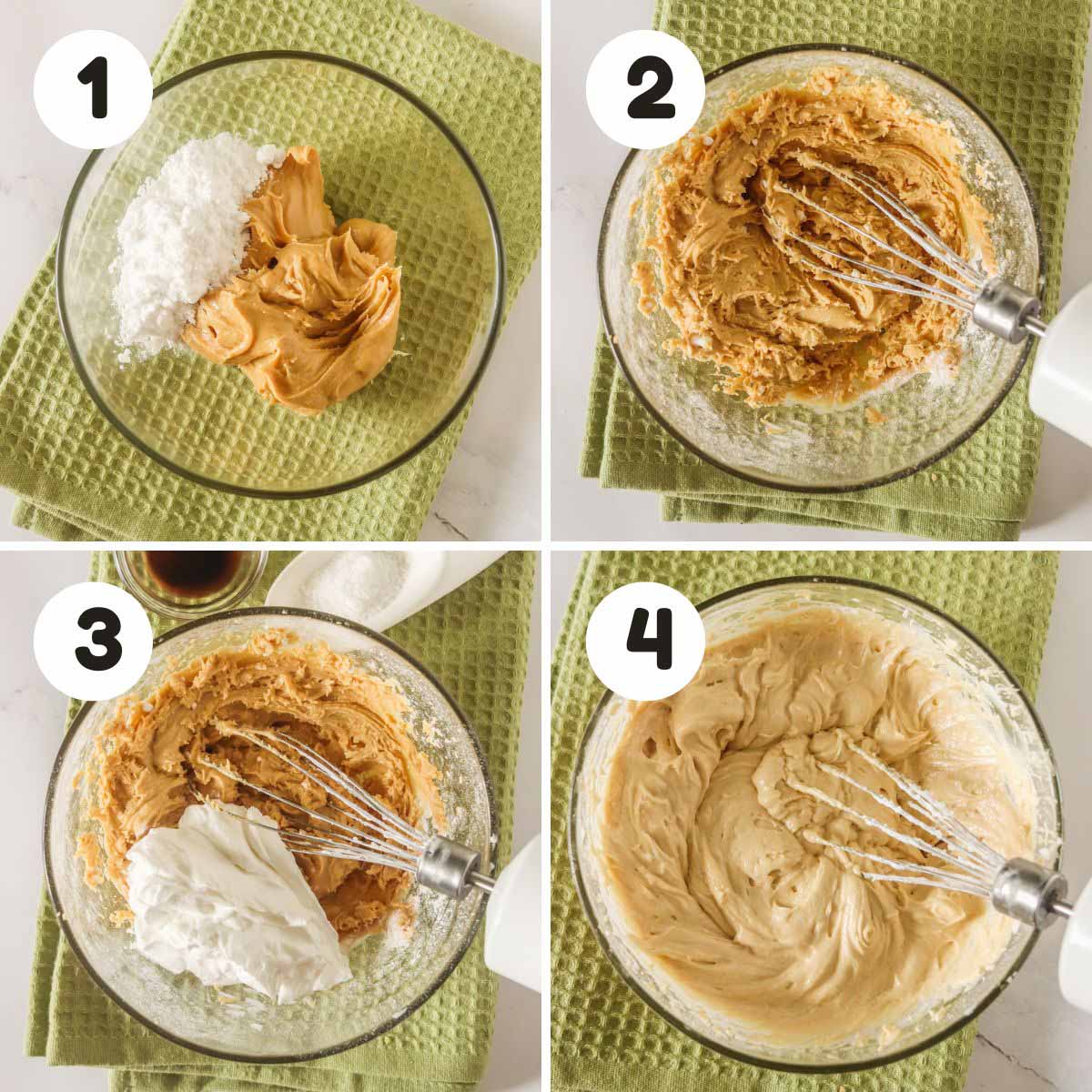 four image process making whipped peanut butter.